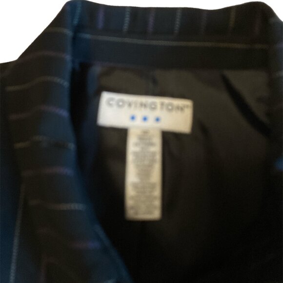 Pre-Owned Ladies Covington Lined Black Jacket with Purple, White Stripes Size 12 - Picture 3 of 6